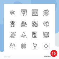 paquete de iconos de vector de stock de 16 signos y símbolos de línea para elementos de diseño de vector editable web de bloqueo de sitio web de seguridad empresarial