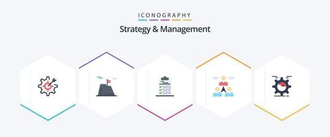 estrategia y gestión 25 paquete de iconos planos que incluye grupo. conectar. logro. expediente. tarea vector