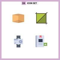 4 Thematic Vector Flat Icons and Editable Symbols of box photo design action e Editable Vector Design Elements