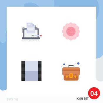 4 paquete de iconos planos de interfaz de usuario de signos y símbolos modernos de elementos de diseño vectorial editables de tira floral de lista de primavera de codificador vector