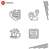 conjunto de 4 iconos modernos de la interfaz de usuario signos de símbolos para la fecha de envío del colador elementos de diseño vectorial editables de la casa de destino vector