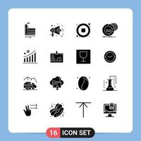 Pack of 16 creative Solid Glyphs of business world audio data big Editable Vector Design Elements