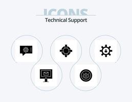 Technical Support Glyph Icon Pack 5 Icon Design. support. setting. chat preferences. gear. lifesaver vector