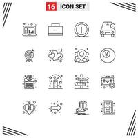 16 Universal Outline Signs Symbols of vehicles less details delete information Editable Vector Design Elements