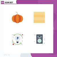 4 Creative Icons Modern Signs and Symbols of pumpkin songs wireframe progression player Editable Vector Design Elements