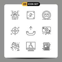 User Interface Pack of 9 Basic Outlines of call scope development reticle crosshair Editable Vector Design Elements