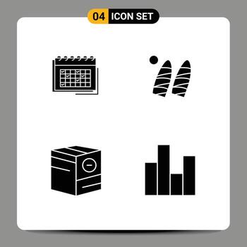 4 Solid Glyph concept for Websites Mobile and Apps calendar water event timetable box Editable Vector Design Elements