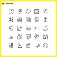 Modern Set of 25 Lines and symbols such as down purse interface personal finance Editable Vector Design Elements