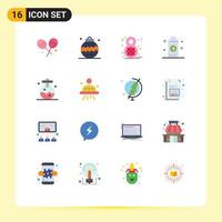 Universal Icon Symbols Group of 16 Modern Flat Colors of lab power eight energy battery Editable Pack of Creative Vector Design Elements