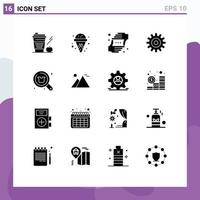 Modern Set of 16 Solid Glyphs and symbols such as buy wheel frame setting shot Editable Vector Design Elements