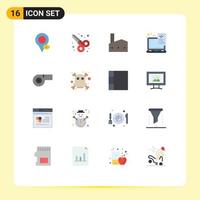 Modern Set of 16 Flat Colors and symbols such as sport laptop factory chimney files device Editable Pack of Creative Vector Design Elements