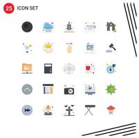 conjunto de 25 iconos de interfaz de usuario modernos signos de símbolos para edificios de viviendas nave espacial añadir taza elementos de diseño vectorial editables vector