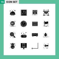 16 Creative Icons Modern Signs and Symbols of share network music concert business hosting Editable Vector Design Elements