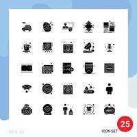 Group of 25 Modern Solid Glyphs Set for science data paint computing protect Editable Vector Design Elements