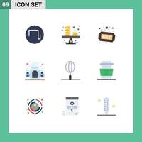 Mobile Interface Flat Color Set of 9 Pictograms of fast food india tag taj mahal building Editable Vector Design Elements