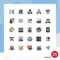 conjunto de 25 iconos modernos de la interfaz de usuario signos de símbolos para la configuración del experimento científico de la barbacoa elementos de diseño vectorial editables del laboratorio científico vector