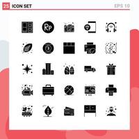 Set of 25 Modern UI Icons Symbols Signs for internet headphone picture programming develop Editable Vector Design Elements