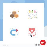 4 Universal Flat Icon Signs Symbols of cubes arrow play light u turn Editable Vector Design Elements