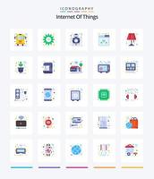 Internet creativo de las cosas 25 paquete de iconos planos como el interior. web. futuro. en línea. tecnología vector