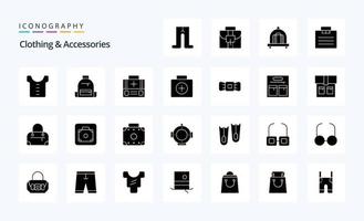 paquete de iconos de glifo sólido de 25 accesorios de ropa vector