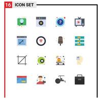 16 Creative Icons Modern Signs and Symbols of website browser help vintage tv tv Editable Pack of Creative Vector Design Elements