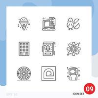 conjunto de 9 iconos de interfaz de usuario modernos símbolos signos para la construcción de navidad edificios de huevos feliz elementos de diseño vectorial editables vector