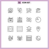paquete de iconos de vectores de stock de 16 signos y símbolos de línea para la selección de todos los elementos de diseño de vectores editables de la cocina de la licuadora celular