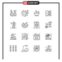 Mobile Interface Outline Set of 16 Pictograms of cloud process snorkel gear brain Editable Vector Design Elements