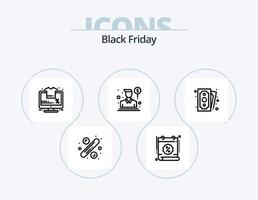 paquete de iconos de línea de viernes negro 5 diseño de iconos. descuento. dinero. vendedor. ingreso. compras vector