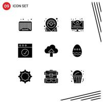 Set of 9 Modern UI Icons Symbols Signs for arrow complete medical app options Editable Vector Design Elements