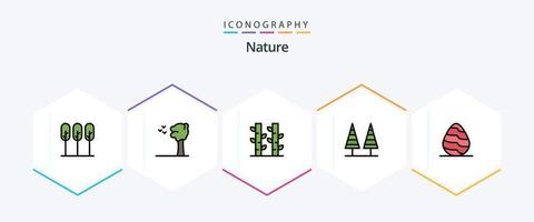 Paquete de iconos de 25 líneas de llenado de la naturaleza que incluye la naturaleza. Pascua de Resurrección. naturaleza. árbol. naturaleza vector