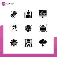 Pack of 9 Modern Solid Glyphs Signs and Symbols for Web Print Media such as stick flame winner fire development Editable Vector Design Elements