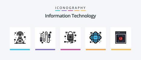 Information Technology Line Filled 5 Icon Pack Including encrypted. code. internet. phishing. login. Creative Icons Design vector