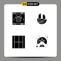 Group of 4 Solid Glyphs Signs and Symbols for app create shopping bird draw Editable Vector Design Elements
