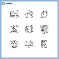 9 Creative Icons Modern Signs and Symbols of app insurance box health boat Editable Vector Design Elements