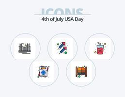 Usa Line Filled Icon Pack 5 Icon Design. law. court. entertainment. weapon. canon vector