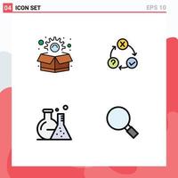 Group of 4 Filledline Flat Colors Signs and Symbols for marketing flask daily organization science Editable Vector Design Elements