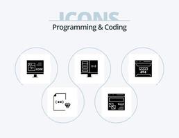 Programming And Coding Glyph Icon Pack 5 Icon Design. computer. app. page. development. coding vector