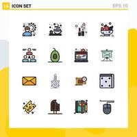 Mobile Interface Flat Color Filled Line Set of 16 Pictograms of group connect beauty drink berries Editable Creative Vector Design Elements