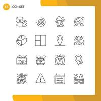 Modern Set of 16 Outlines Pictograph of data analysis cloud check management Editable Vector Design Elements