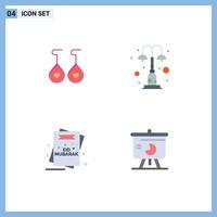 Set of 4 Commercial Flat Icons pack for earing invitation elements park mubarak Editable Vector Design Elements