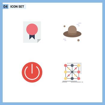 4 Universal Flat Icon Signs Symbols of award power paper cap framework Editable Vector Design Elements