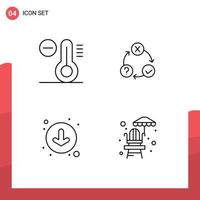 Stock Vector Icon Pack of 4 Line Signs and Symbols for climate circle daily organization life guard chair Editable Vector Design Elements