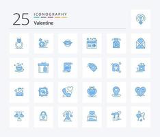 paquete de iconos de color azul de san valentín 25 que incluye fm. radio. vistazo. belleza. san valentin vector