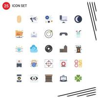 Universal Icon Symbols Group of 25 Modern Flat Colors of nature server idea management pc monitor Editable Vector Design Elements