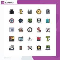 Set of 25 Modern UI Icons Symbols Signs for operation goals coin stages document Editable Vector Design Elements