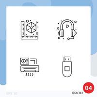 4 Thematic Vector Filledline Flat Colors and Editable Symbols of cube air printer marketing ac Editable Vector Design Elements