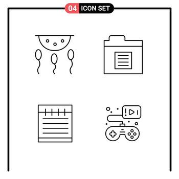 4 Line concept for Websites Mobile and Apps biochemistry study education laboratory files controller Editable Vector Design Elements