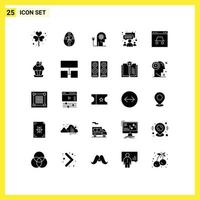 Modern Set of 25 Solid Glyphs and symbols such as hacker meeting boosting group mind Editable Vector Design Elements