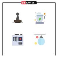 4 Thematic Vector Flat Icons and Editable Symbols of stamp tea legal seal computer Editable Vector Design Elements